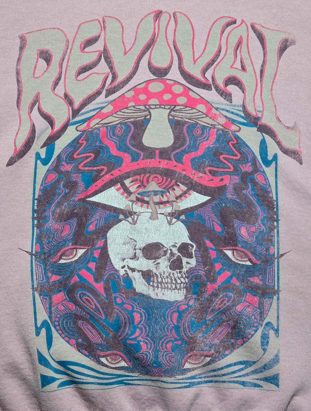 Project Social T Urban Outfitters Revival Graphic Mushroom Skull Sweatshirt